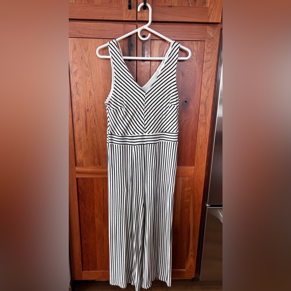 Black and White Striped Jumpsuit